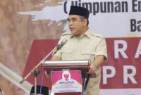 Sekjen Partai Gerindra Ahmad Muzani pada deklarasi dukungan kepada bakal calon presiden Prabowo Subianto di Kota Bandung, Jawa Barat. (Instagram.com/@ahmadmuzani)
